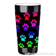 Mugzie 16-Ounce Tumbler Drink Cup with Removable Insulated Wetsuit Cover - Paw Prints